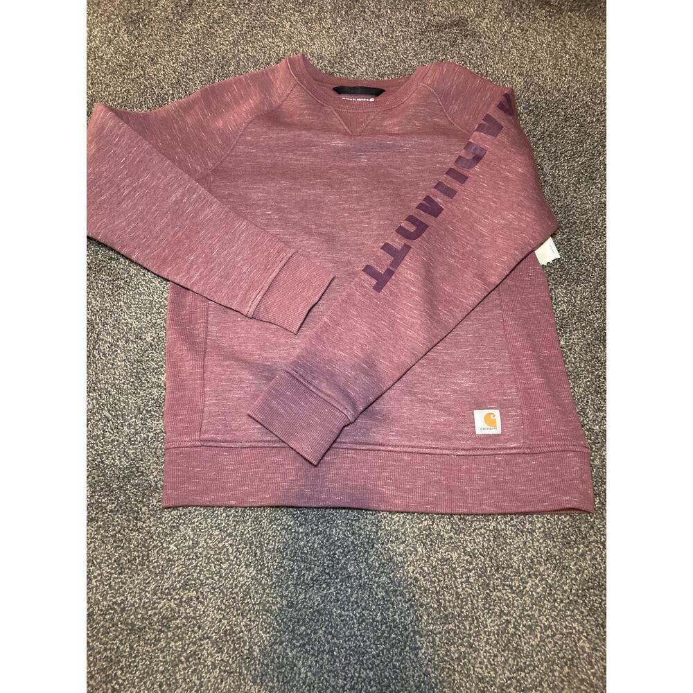 CARHARTT Pullover Sweatshirt small Heavy Weight Fleece Maroon Crew Neck